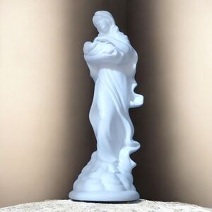 Teleflora sculpture home about 11" x 4" white Mother Mary with child art Madonna